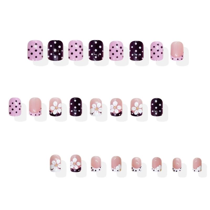 Elegant 3D Sculpted Floral False Nail ABS Press On Nail Easy Application Long Lasting For Bridal Event Office