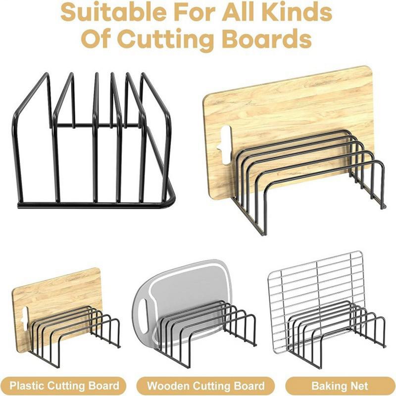 Kitchen Dish Drying Rack Space-Saving 5 Slot Multifunctional Storage Rack Pot Organizer Kitchen Accessories Cutting Board Holder