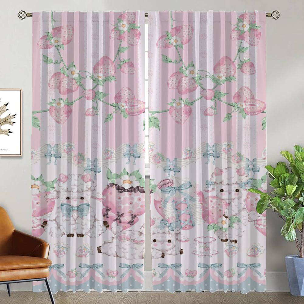 Cuddly Teddy Bear Anti-mosquito Curtains for Living Room Window Curtain Halloween Decoration Shades Kitchen Curtains 2 Pieces