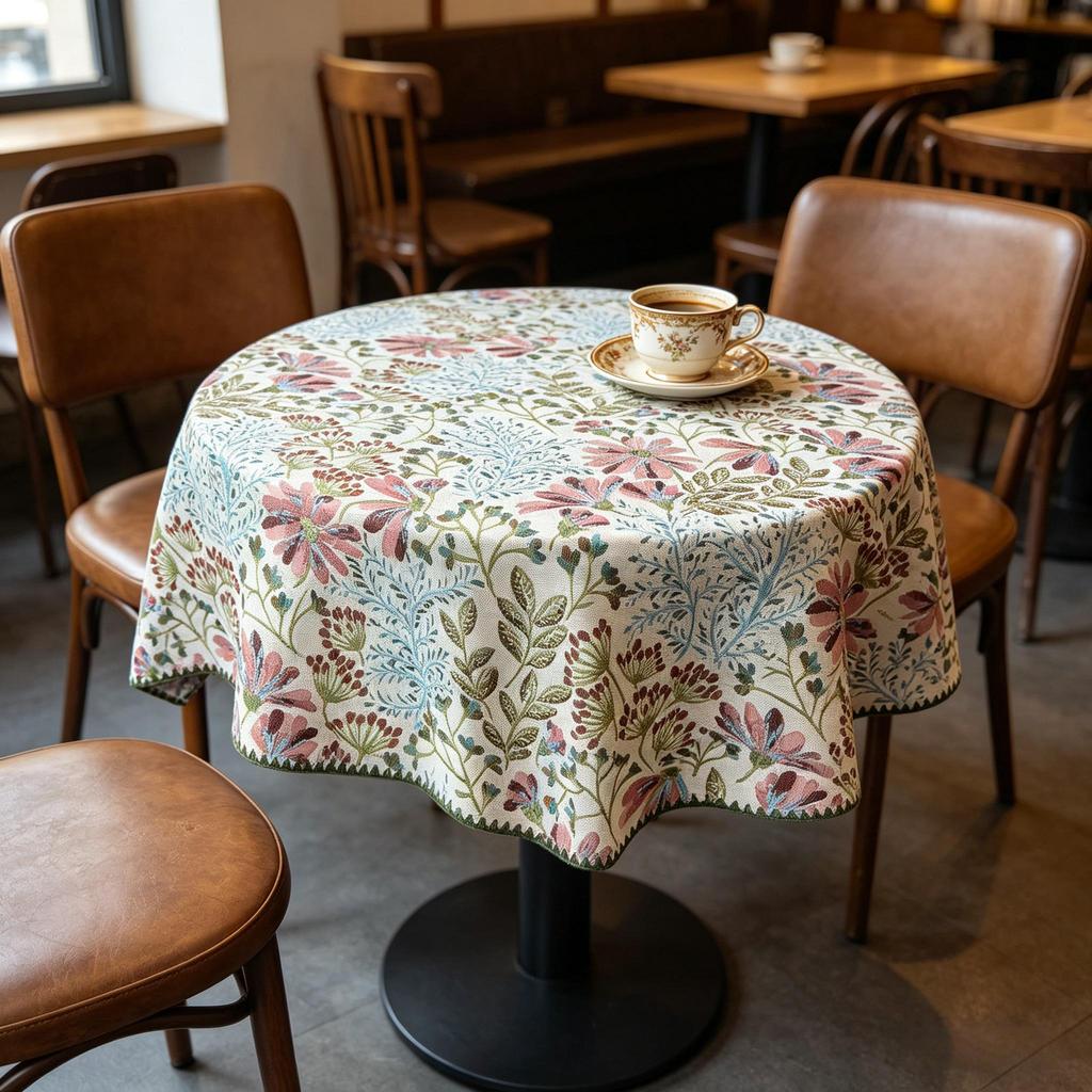 Daily Dining Kitchen and Casual Party Durable Reusable Fabric Small Round Table Cloth