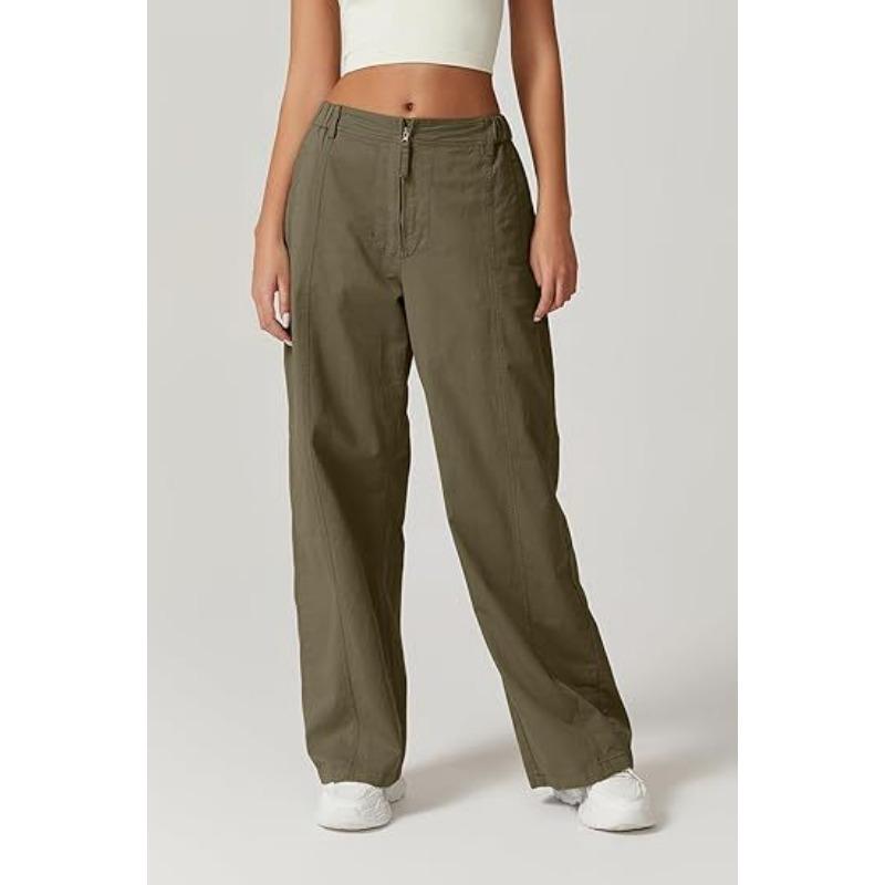 Womens High Waist Loose Straight Leg Casual Street Style Pocket Pants