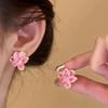 Simple Fashion Sweet Enamel Flowers Pink Color Creative Stud Earrings for Women Personality Temperament Minimalist Jewelry