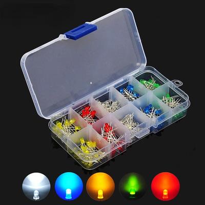 60-200PCS 3mm 5mm LED Light Emitting Diodes F3 F5 LED Diode Assorted Kit Branco Vermelho Azul Verde Amarelo Laranja DIY Electronic Kit