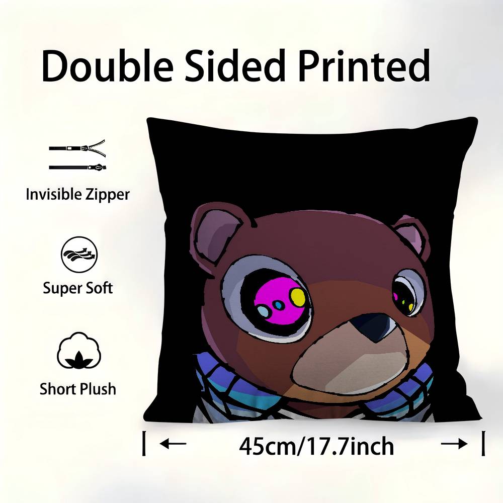 Kanye West Album Dropout Bear Personalized Pillow Cover Kids Bedroom Wild Party Decor Pillowcase Kid Birthday Shower Gift