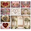 Painel de Casamento Romântico "Sr. e Sra." Coração Floral Banner de Fundo para Estúdio Fotográfico para Aniversário Noivado Chá de Panela Festa Decoração de Parede Adereços