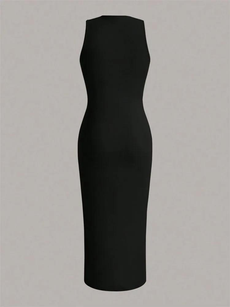 Dress Phumee Round Neck Sleeveless Slim Fit  Pleated A2313