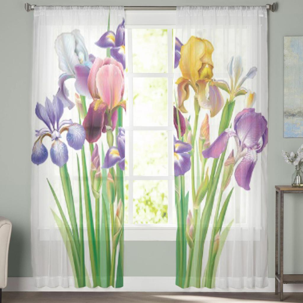 Blumen-schiere Vorhang für Wohnzimmer Moderne Voile Tüll Fenster Vorhänge für Schlafzimmer Küche Vorhänge