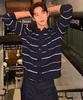 Mindbridge [Couture] Striped Round Semi-Overfit Cardigan