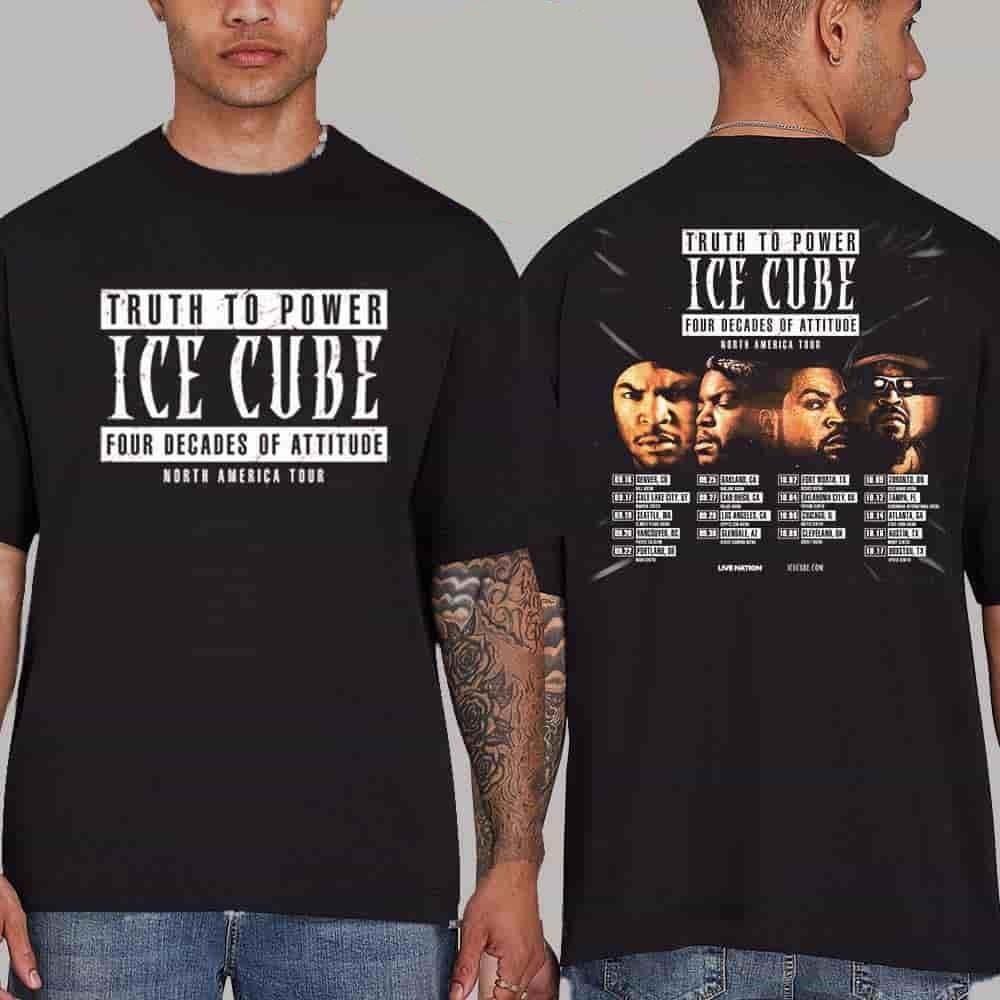Ice Cube Правда к Силе Четыре Десятилетия Отношения Североамериканский Тур 2025 Унисекс Футболка XXXXL