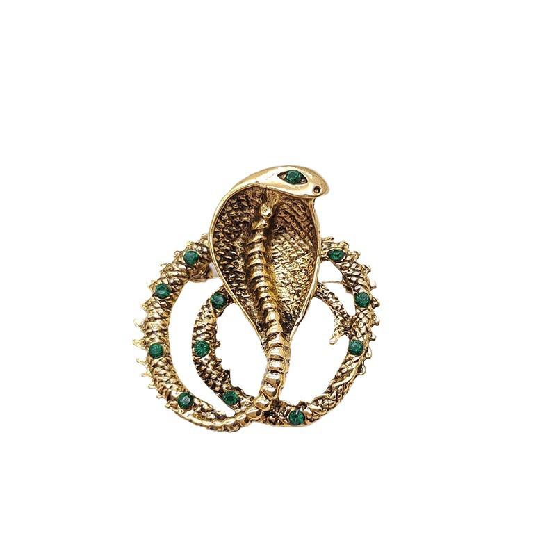 Retro Cobra Snake Brooch Pin for Men - Stylish Animal Badge for Suit Collars