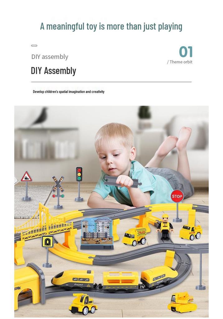 DIY Electric Track Car Toy for Boys – Magnetic Train Building Blocks Set