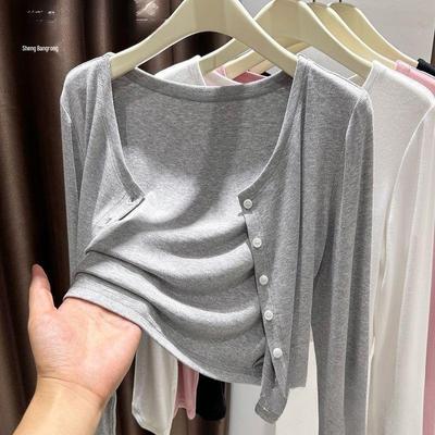 Women's Grey Knitted Sleeveless Sunscreen Cardigan Shawl - Summer Cover-up Dress