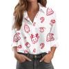 Women's Christmas Print Casual Half-Open Collar Long Sleeve Shirt