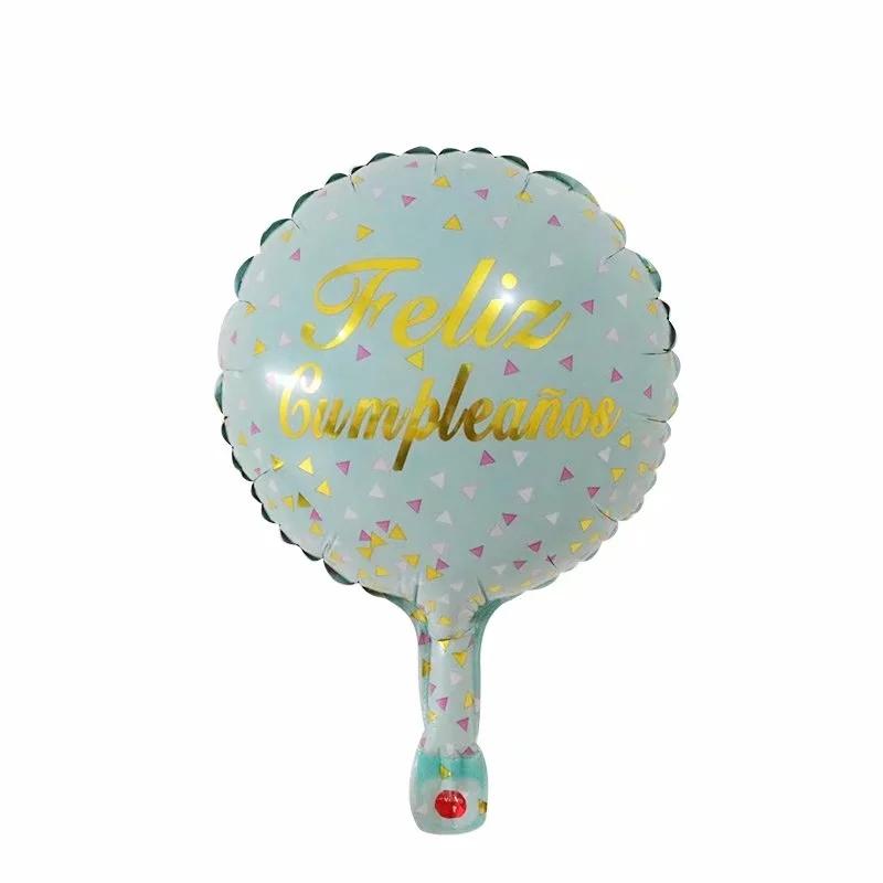 10Pcs Feliz Cumpleaños Día AIr Globos 10inch Colorful Mini Spanish Happy Birthday Foil Balloons Home Party Decorations Kids Gift