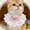 Pet Lace Scarf with Pearl Bow, Adjustable Checkered Collar, Suitable for Small and Medium-sized Cats and Dogs
