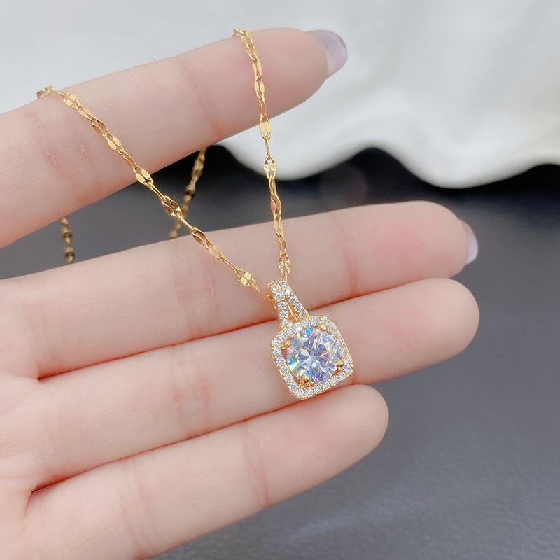 

Изысканное женское квадратное колье с микропаве - Блестящая корейская цепочка для ключицы золотой