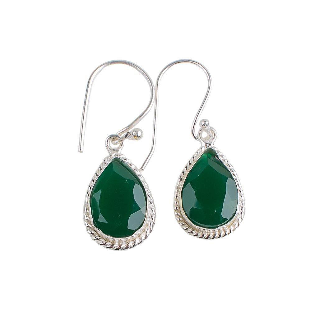 Green Onyx Gemstone 925 Sterling Silver Handmade Jewelry Stylish Earrings 1.40" EE-9-16