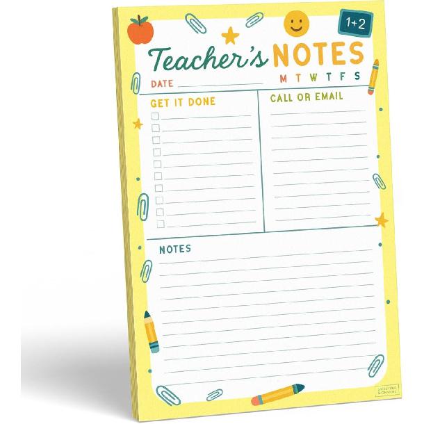 Блокнот-планировщик для учителей Sweetzer & Orange – Недатированный еженедельный планировщик уроков для учителей – 60 отрывных листов – Компактный настольный блокнот 9” x 6” с