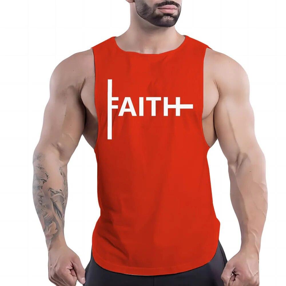 Four Seasons Adult Men'S Casual Sports Crew-Neck Vest Creative Alphabet 2d Print Simple Trend Breathable Sleeveless T-Shirt