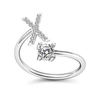 Zirkon Anfangsbuchstabe A-Z Buchstabenringe für Frauen Mädchen Verstellbarer offener Ring Name Alphabet Weiblich Hochzeit Modeschmuck Geschenk