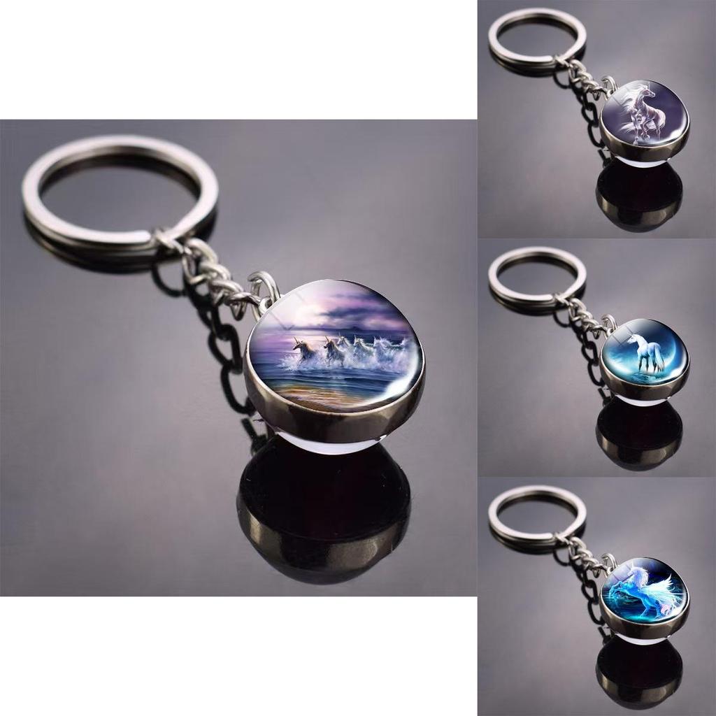 Unicorn Pattern Jewelry With Round Zinc Alloy Glass Charm For Gift And Daily Wear