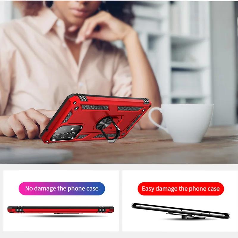 Modne Etui Zbroja Dla Samsung Galaxy S24 S23 S21 S20 FE Ultra S10 S9 Plus Note 20 Ultra Metalowy Pierścień Odporne Na Upadki Wstrząsoodporne Pokrowiec