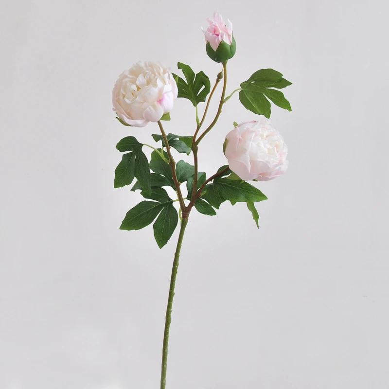 

82cm Artificial 3 Heads Rich Peonies Branches Real Touch Fake Flowers Simulation Peony Purple Flower Holiday Party Decoration