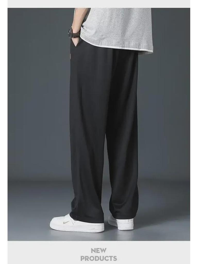 Pantaloni Casual pentru Bărbați din Mătase de Gheață cu Uscare Rapidă, Subțiri, la Modă, Croială Dreaptă pentru Sporturi de Primăvară și Vară.