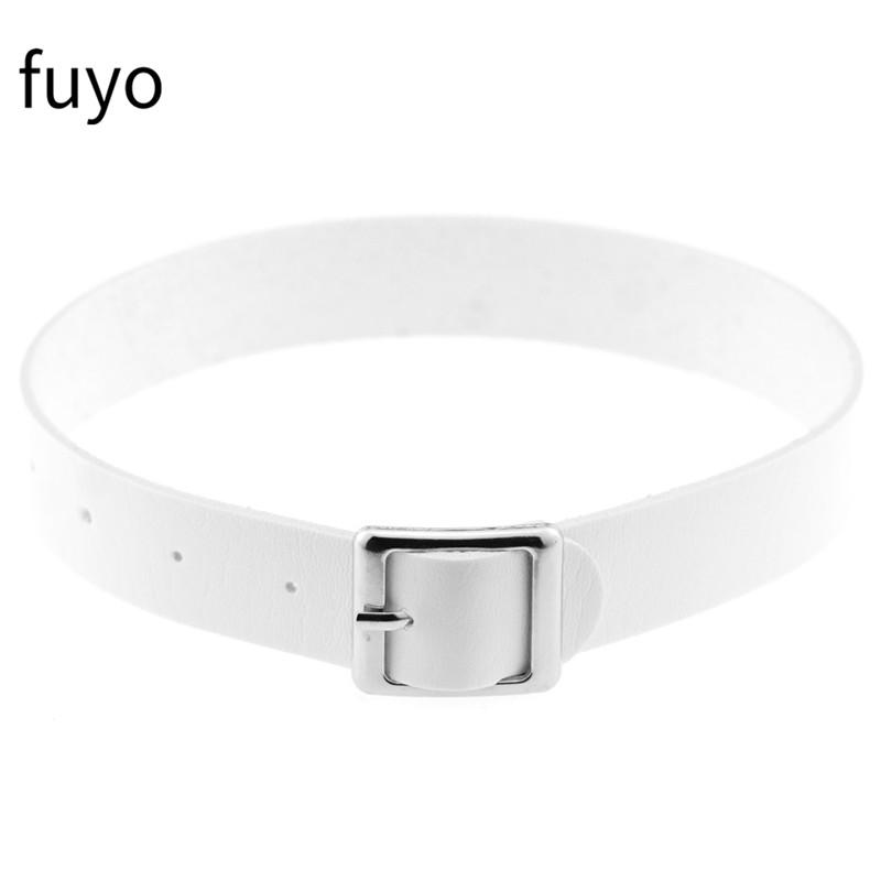 Modny Biały Skóra PU Łańcuszek Punkowy Choker Naszyjnik Dla Kobiet Kołnierz Biżuteria na Szyję Czarny Boho Gotycki Punk goth biżuteria