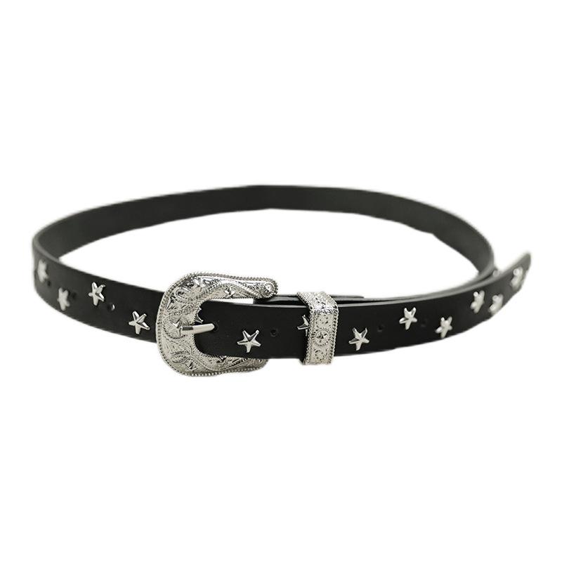 American Retro Pentagram Women's Belt Women's Versatile High-end Belt Niche Design Accessories