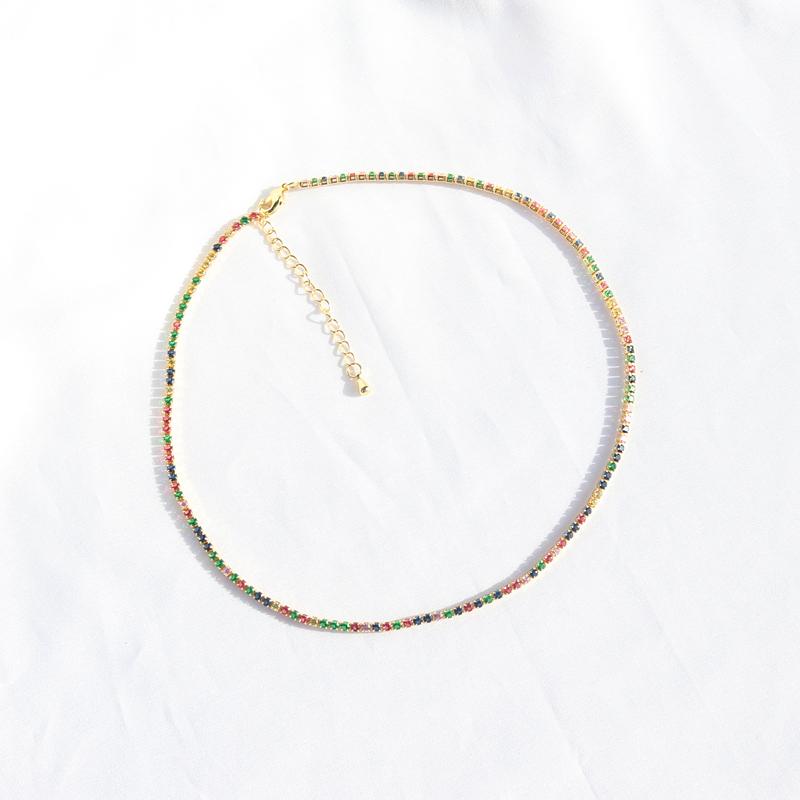 Tennis Necklace for Women Sparking Rhinestone Choker Necklaces Zirconia Diamond Bridal Wedding Jewelry Extended Chain