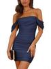 Off-Shoulder Ruched Bodycon Dress - European/American Style for Parties/Commutes