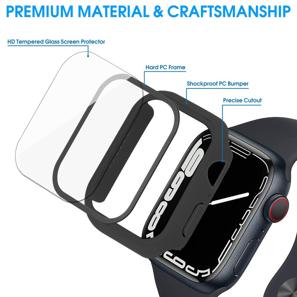 Tempered Glass+Cover For Apple Watch Series 10 9 8 7 6 5 4 SE Screen Protector Film For IWatch Series 46mm 42mm Accessorie