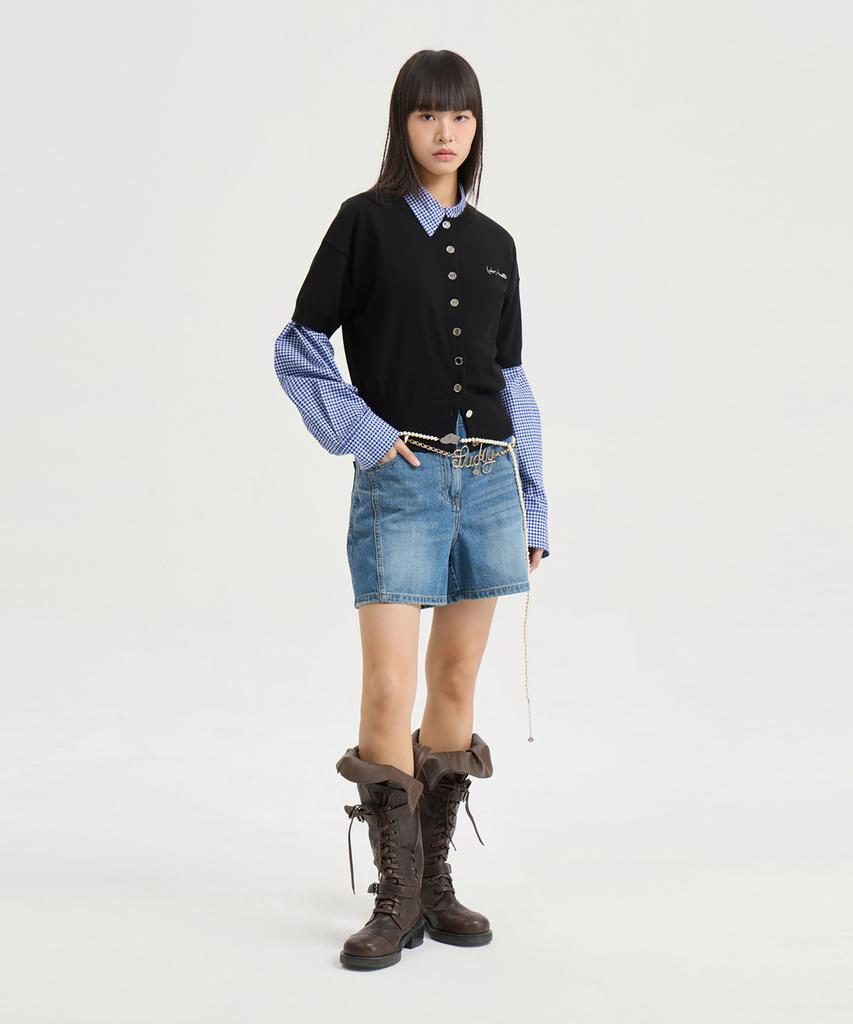 LUCKY CHOUETTE Back Banding Denim Shorts (Blue) Lfpdm25450Bux