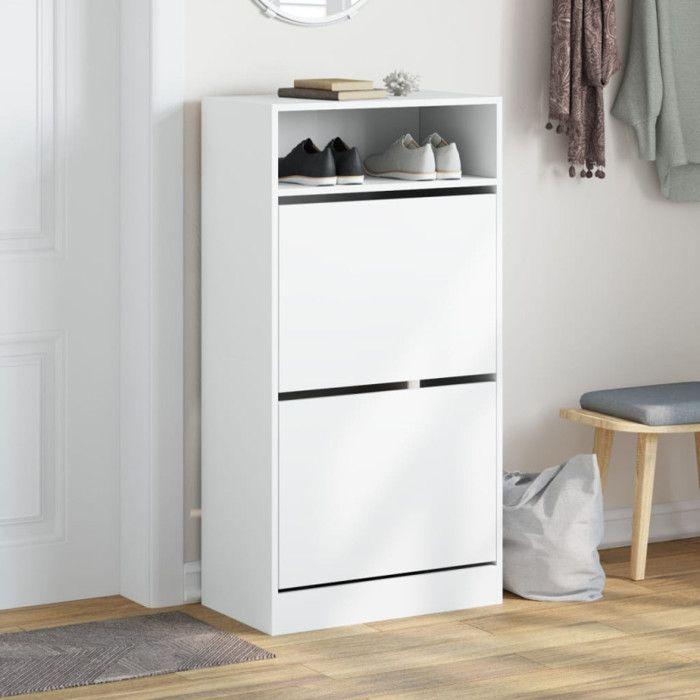 VidaXL Armoire à chaussures blanc 60x34x116 cm bois d'ingénierie 840015