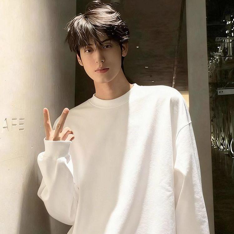 

Suolunna Men s Solid Color Drawstring Long Sleeve T-shirt, Loose Fit Casual Base Layer for Spring and Autumn. 5XL for 201-220 jin белый