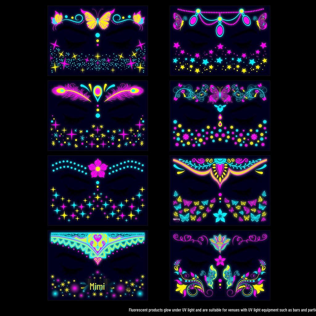 Creative Fluorescent Waterproof Full Arm and Face Tattoo Sticker