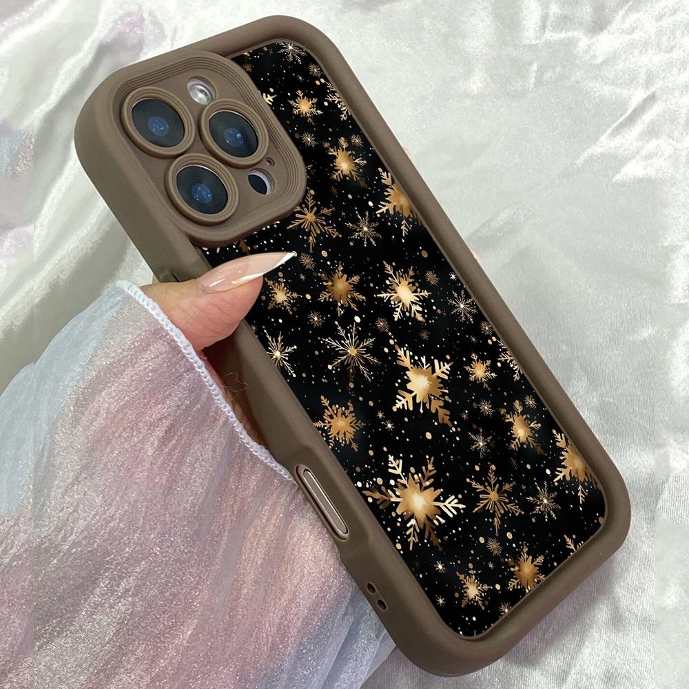 

JT160 Christmas Snowflakes for iPhone 17 16 15 14 Pro Max Samsung S26 S25 Ultra A17 A16 A07 A56 A06 Xiaomi 15T Redmi 15c 14C Note 14 13 Soft TPU Case Redmi 15C 4G/5G(171.6) коричневий