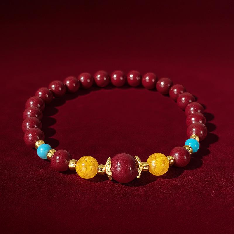 Natural Cinnabar and Realgar Turquoise Bracelet - Trendy Unisex National Style Gift