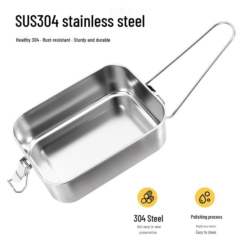 304 Stainless Steel Leak-proof Compartment Lunch Box: Portable, Multi-purpose, Square, Ideal for Students & Office Workers