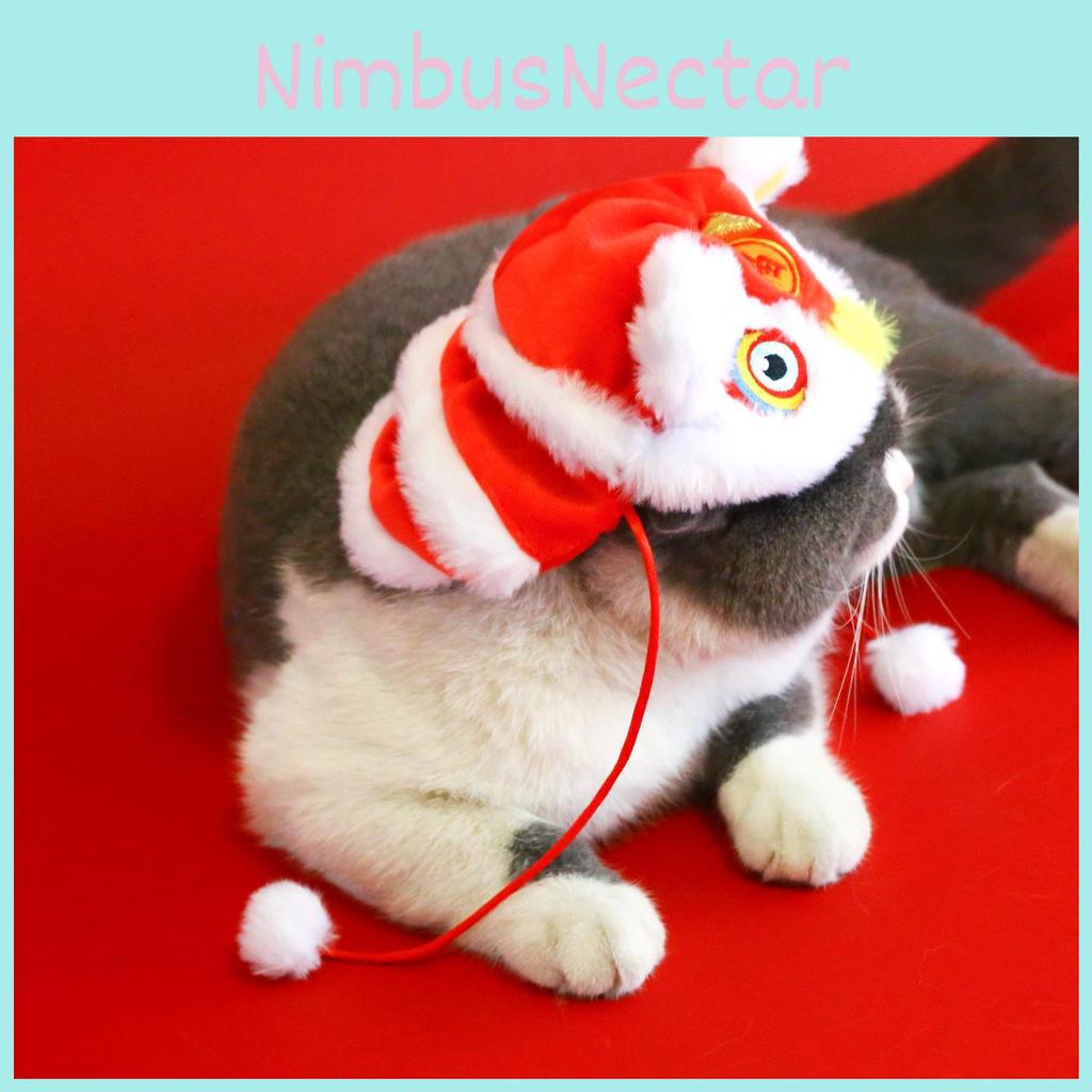 2024 Niedlicher Cartoon Plüsch Haustier Löwe Aufwachhut für Chinesische Neujahrsfeier