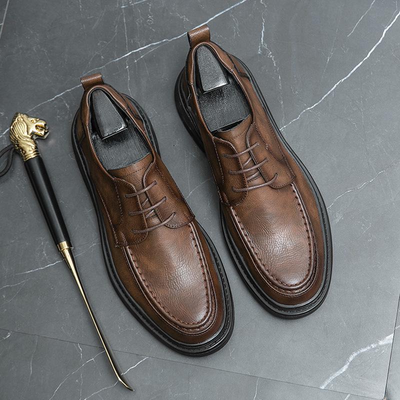 2024 Autumn/Winter Men's Comfortable Leather Lace-up Brogues - Casual British Business Formal Shoes