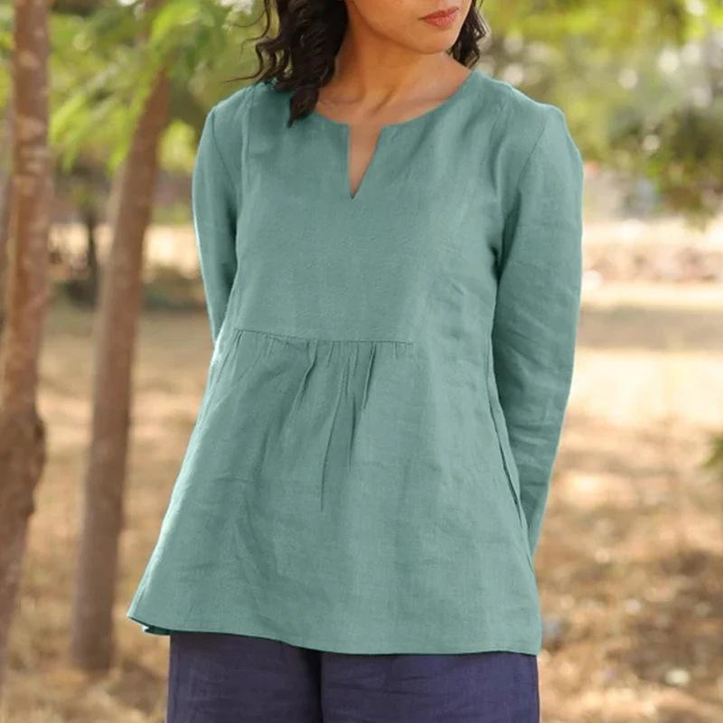 Spring and Autumn Women's Plus Size Casual Solid Colour Shirt