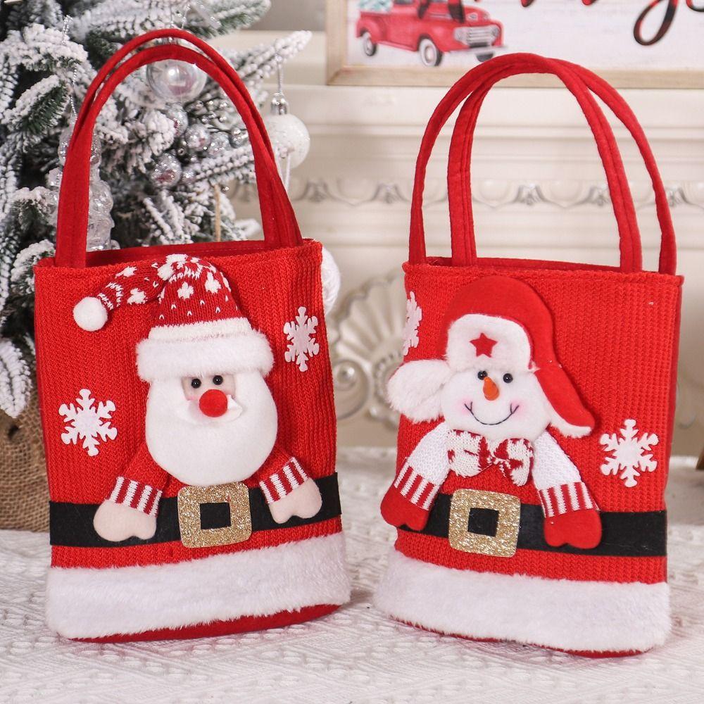 Large Capacity Christmas Handbag Snowman Christmas Gift Bag Portable Candy Tote Bag  Home