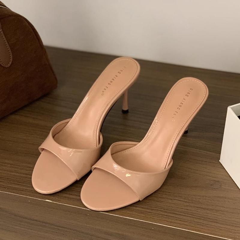 Fashion SUOJIALUN 2025 Summer New Brand Women Slipper Fashion Red Ladies Sexy Elegant Slides Shoes Thin High Heel Outdoor Dress Pumps