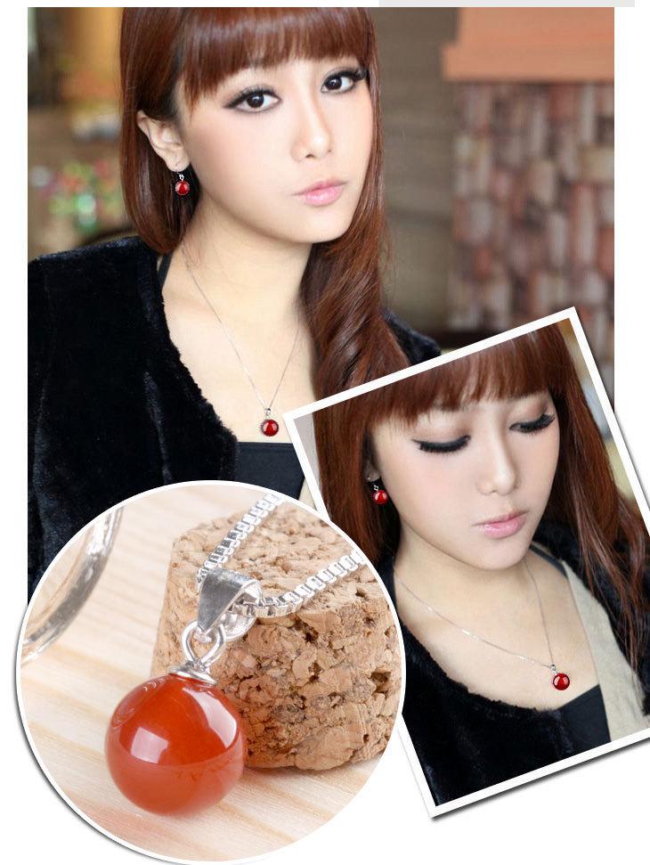 Sterling Silver Agate Pendant Necklace - Fashionable Simple Gift for Girlfriend, Christmas Luxury Jewelry Clavicle Chain