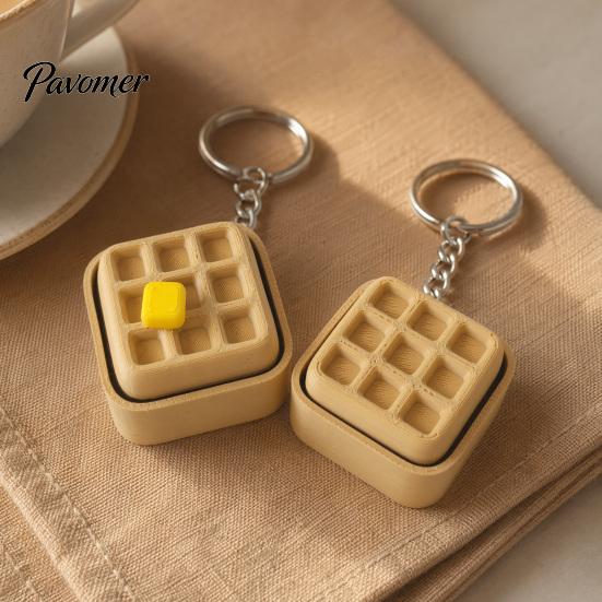 Desktop Decorative Ornament Keychain Pendant, Mechanical Balance Figurine, 3D Printed Modern Artistic Modeling Piece Stress Relief Fidget Toy, Waffles