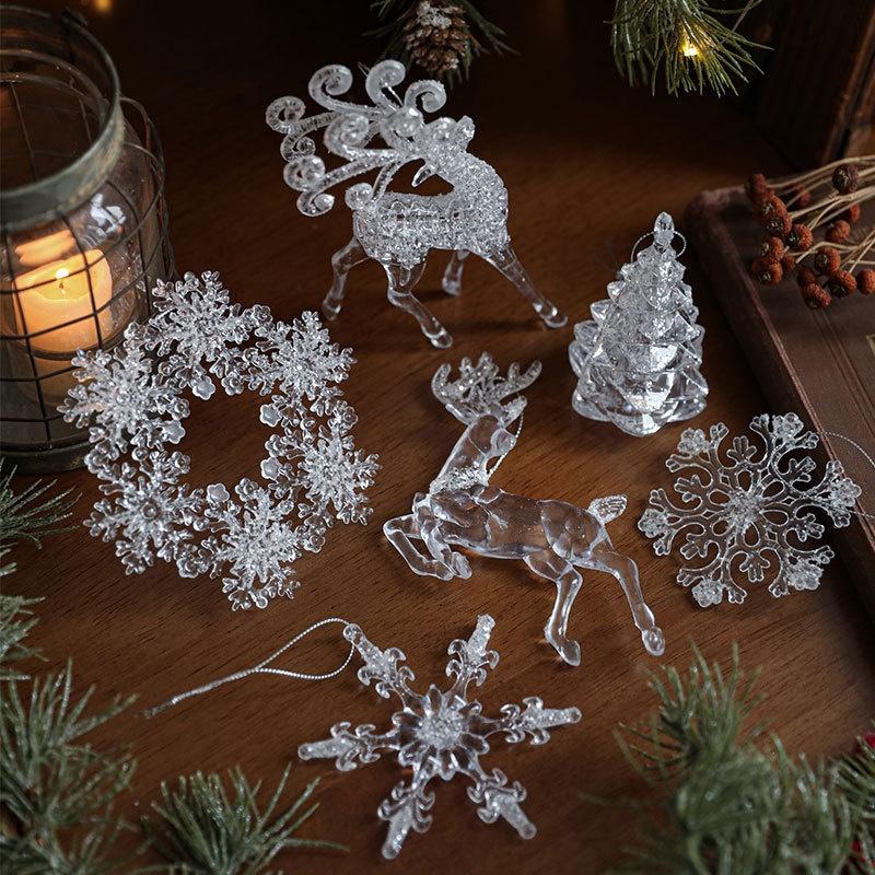 Christmas Ornament Acrylic Sequin Christmas Tree Pendants Snowflake Christmas Supplies Hanging Ornament
