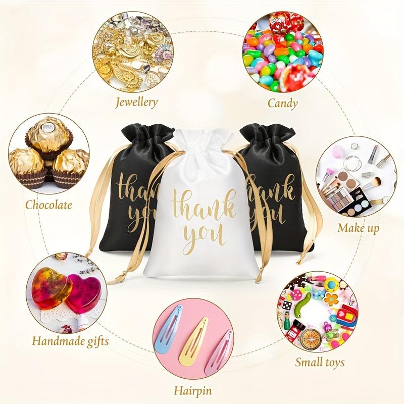 10pcs, Satin Thank You Gift Bags with Drawstring - Perfect for Weddings, Bridal Showers, Youngsters & Birthday Parties, 13x18 Cm