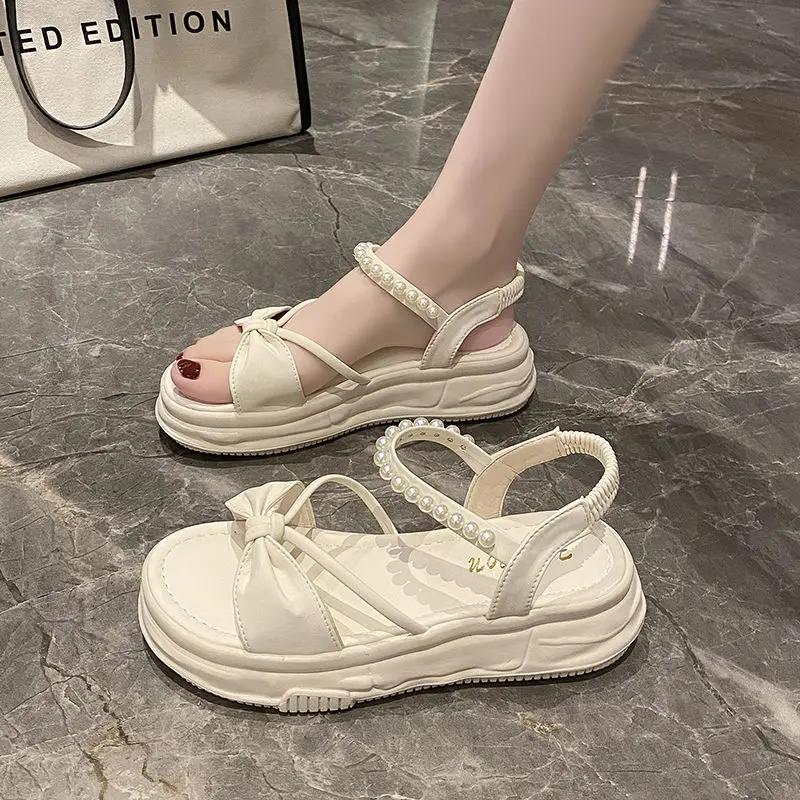 Fashion Pearl Outdoor Sandals for Women Comfort 2025 Trending Woman Shoes New Breathable Fashion Sandal Vintage Summer Sale Trend Shoe